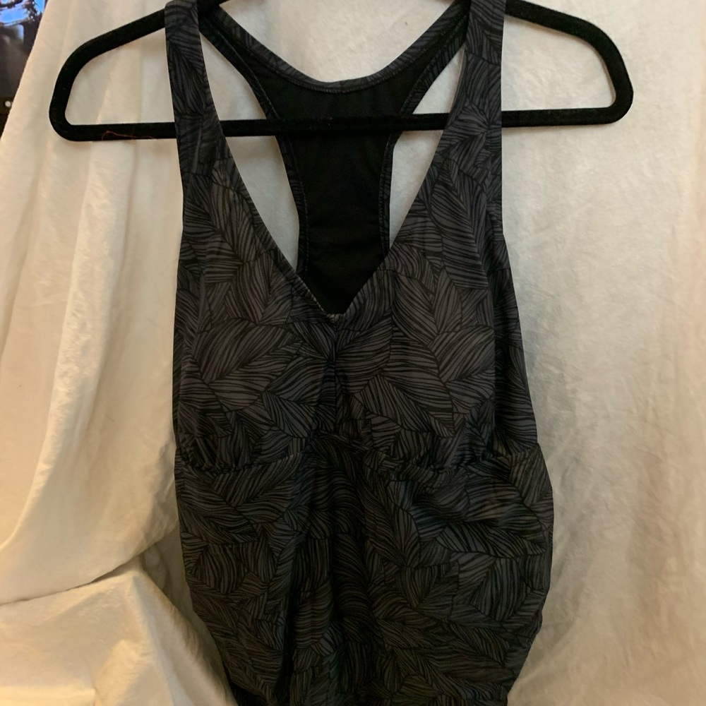 plus size black and grey swim top